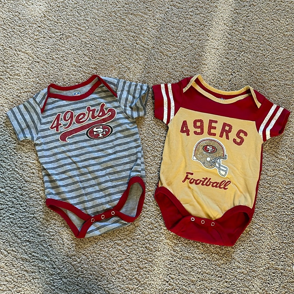 2 NFL 49ers onesies 3-6mo
